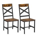 Chaises de salle � manger lot de 4 ergonomique style industriel pour salon cuisine marron et noir