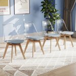 Chaise salle � manger lot de 4 - relax4life - pieds en bois de h�tre - coussin en simili cuir - chaise ...