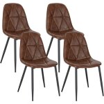 Chaise de salle  manger 4x chaise salon en simili cuir avec pieds en mtal assise rembourr marron 0956by ...