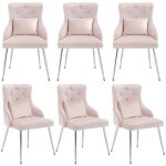 Chaises de salle � manger - lot de 6 - �l�gantes et styl�es - pieds en m�tal - rev�tement en velours ...