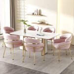 Chaises de salle � manger lot de 6 - chaises en velours avec pieds en m�tal style moderne et �pur� rose ...