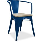 Chaise de salle � manger avec accoudoir bistrot metalix design industriel en m�tal et bois clair - nouvelle ...