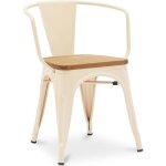 Chaise de salle à manger avec accoudoir bistrot metalix design industriel en métal et bois clair - nouvelle ... Chaise de salle à manger avec accoudoir bistrot metalix design industriel en métal et bois clair - nouvelle ...