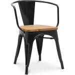 Chaise de salle à manger avec accoudoir bistrot metalix design industriel en métal et bois clair - nouvelle ... Chaise de salle à manger avec accoudoir bistrot metalix design industriel en métal et bois clair - nouvelle ...