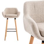 Chaises de salle  manger avec accoudoirs - diya - lot de 2 - beige - tissu