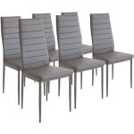 Chaises de salle � manger - albatros - milano gris - lot de 6 - simili cuir et m�tal