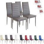 Chaises de salle � manger - albatros - milano gris - m�tal et simili - lot de 4