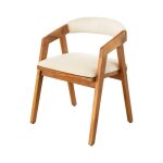 Chaise de salle � manger arkaya vintage en bois massif dacacia et tissu blanc