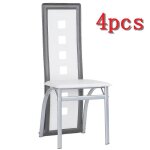 Chaises de salle � manger - biling - simili cuir blanc - dossier haut