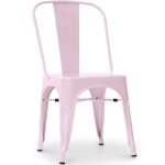 Chaise de salle � manger bistrot metalix design industriel carr� en m�tal - nouvelle edition rose p�le ...