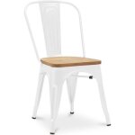 Chaise salle  manger bistrot metalix design industriel en mtal et bois clair - nouvelle edition blanc ...