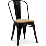 Chaise salle  manger bistrot metalix design industriel en mtal et bois clair - nouvelle edition noir ...