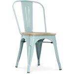 Chaise salle à manger bistrot metalix design industriel en métal et bois clair - nouvelle edition vert ... Chaise salle à manger bistrot metalix design industriel en métal et bois clair - nouvelle edition vert ...