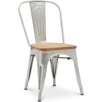 Chaise salle � manger bistrot metalix design industriel en m�tal et bois clair - nouvelle edition acier ...