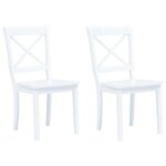 Chaises de salle � manger blanc bois dh�v�a massif surface polie peinte et laqu�e - chaise - lot de 2 ...