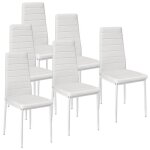 Yis 6 x blanc chaise de salle � manger style simple moderne - pu cuir et pieds en m�tal - 42 x 48 x 98 ...