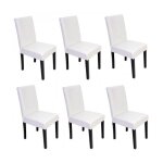 Lot de 6 chaises de salle  manger synthetique blanc pieds fonces