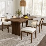 Chaises de salle � manger en bois massif - lot de 4 - chaise de cuisine - dossier en rotin - si�ge rembourr� ...