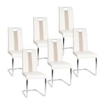 Chaises de salle � manger bul - lot de 6 - blanc et beige - simili cuir pu - design scandinave moderne ...