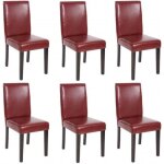 Lot de 6 chaises de salle a manger en similicuir rouge brun pieds noirs design moderne cds04233
