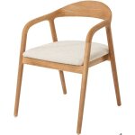 Chaise de salle � manger claire - 57x66x74cm - tissu beige / bois de fr�ne