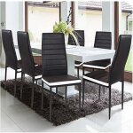 Chaises salle à manger contemporain lot de 6 noires bandeau blanc pour salle à manger Chaises salle à manger contemporain lot de 6 noires bandeau blanc pour salle à manger