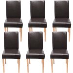 Lot de 6 chaises de salle à manger cuisine en synthetique marron pieds en bois clair design moderne Lot de 6 chaises de salle à manger cuisine en synthetique marron pieds en bois clair design moderne
