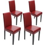 Lot de 4 chaises de salle a manger cuisine en cuir rouge pieds en bois fonces design moderne 04 0002096 ...