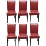 Lot de 6 chaises de salle a manger cuisine en cuir rouge pieds en bois fonces design moderne 04 0001939 ...