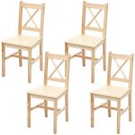 4x chaises de salle a manger cuisine style rustique en bois massif 04 0000594