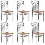 Lot de 6 chaises de salle a manger cuisine design simple et intemporel marron mdf cds022581
