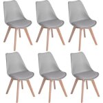 Hj lot de 6 chaises de salle � manger design contemporain scandinave - gris clair