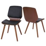 Chaises de salle à manger - design rétro - bois courbé - lot de 2 - synthétique noir - vintage Chaises de salle à manger - design rétro - bois courbé - lot de 2 - synthétique noir - vintage