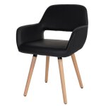 Chaise de salle a manger bureau visiteur design retro en synthetique noir pied en bois clair 04 0002137 ...