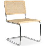 Chaise de salle � manger - design vintage - bois et rotin - nouvelle �dition - lia naturel