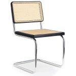 Chaise de salle � manger - design vintage - bois et rotin - nouvelle �dition - lia noir