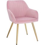 Chaise de salle � manger avec dossier et accoudoir chaise de cuisine en velours fauteuil scandinave rose ...