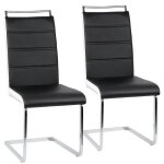 Chaise salle à manger - dylan - imitation cuir - lot de 2 - noir et blanc Chaise salle à manger - dylan - imitation cuir - lot de 2 - noir et blanc