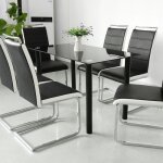 Chaise salle à manger dylan en imitation cuir - lot de 6 chaises - noir et blanc Chaise salle à manger dylan en imitation cuir - lot de 6 chaises - noir et blanc