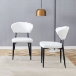 Chaise de salle � manger - ergonomique - blanc + noir - m�tal cuir pu - dossier courb� - lot de 2