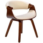 Chaise de salle à manger - décoshop26 - fauteuil en tissu crème - pieds en bois - accoudoirs - fixe Chaise de salle à manger - décoshop26 - fauteuil en tissu crème - pieds en bois - accoudoirs - fixe
