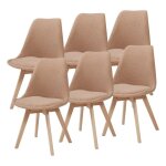 Chaises de salle � manger - helloshop26 - 03 0009893 - boucl� taupe - lot de 6 - pieds en h�tre