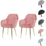 Chaise de salle � manger hwc - f18 - design r�tro - velours vieux rose - pieds dor�s