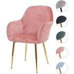 Chaise de salle � manger - hwc - f18 - design r�tro - velours vieux rose - pieds dor�s