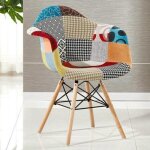 Chaise de salle  manger individuelle en tissu patchwork avec accoudoirs ? style eiffel vintage pieds ...
