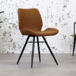 Chaise de salle  manger industrielle - beau - marron - simili cuir - mtal