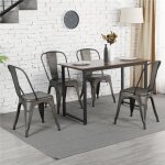 Chaises salle � manger industrielles en m�tal - yaheetech - lot de 4 - assise m�tal