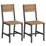 Chaise salle � manger industrielle - vasagle - lot de 2 - marron bl� - noir dencre - cadre en acier - ...