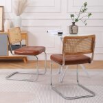 Chaise salle  manger - jaerliub - lot de 2 - revtement en simili cuir - pieds chroms mtalliss - ...