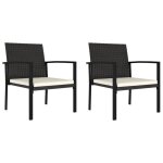 Vidaxl chaises de salle  manger de jardin 2 pcs rsine tresse noir